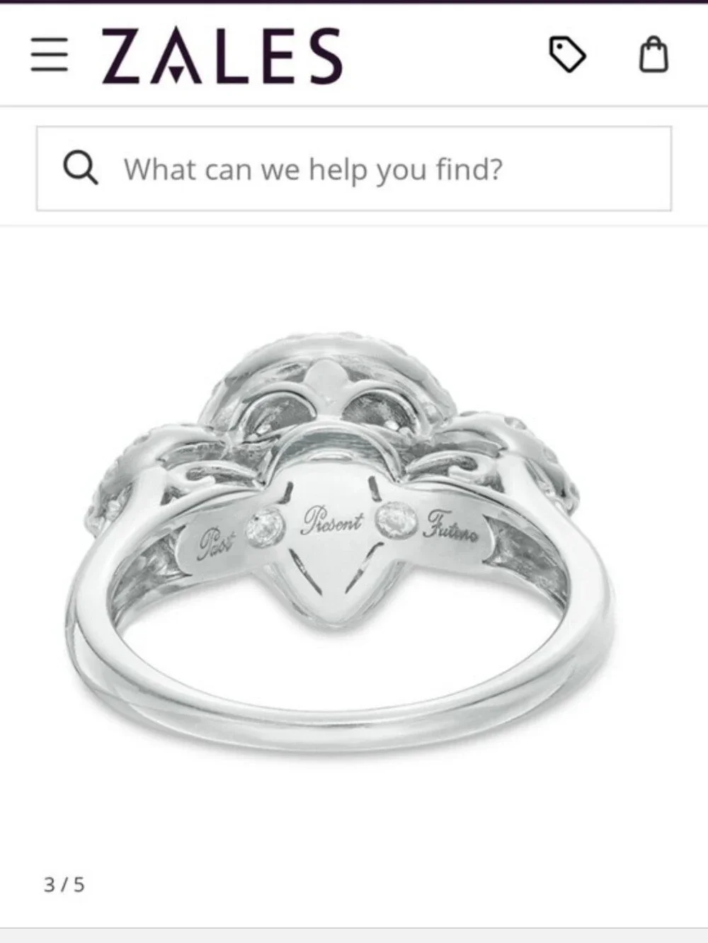 Diamond Halo Three-Stone Ring in Silver Tone - White1-1/2 CT. T. W. Diamond Past